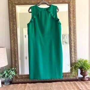 Ann Taylor Kelly Green Midi Dress Women's Size 16 Career Office Professional